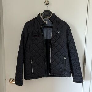 Armani Junior Quilted Barn Coat with Cuorduroy